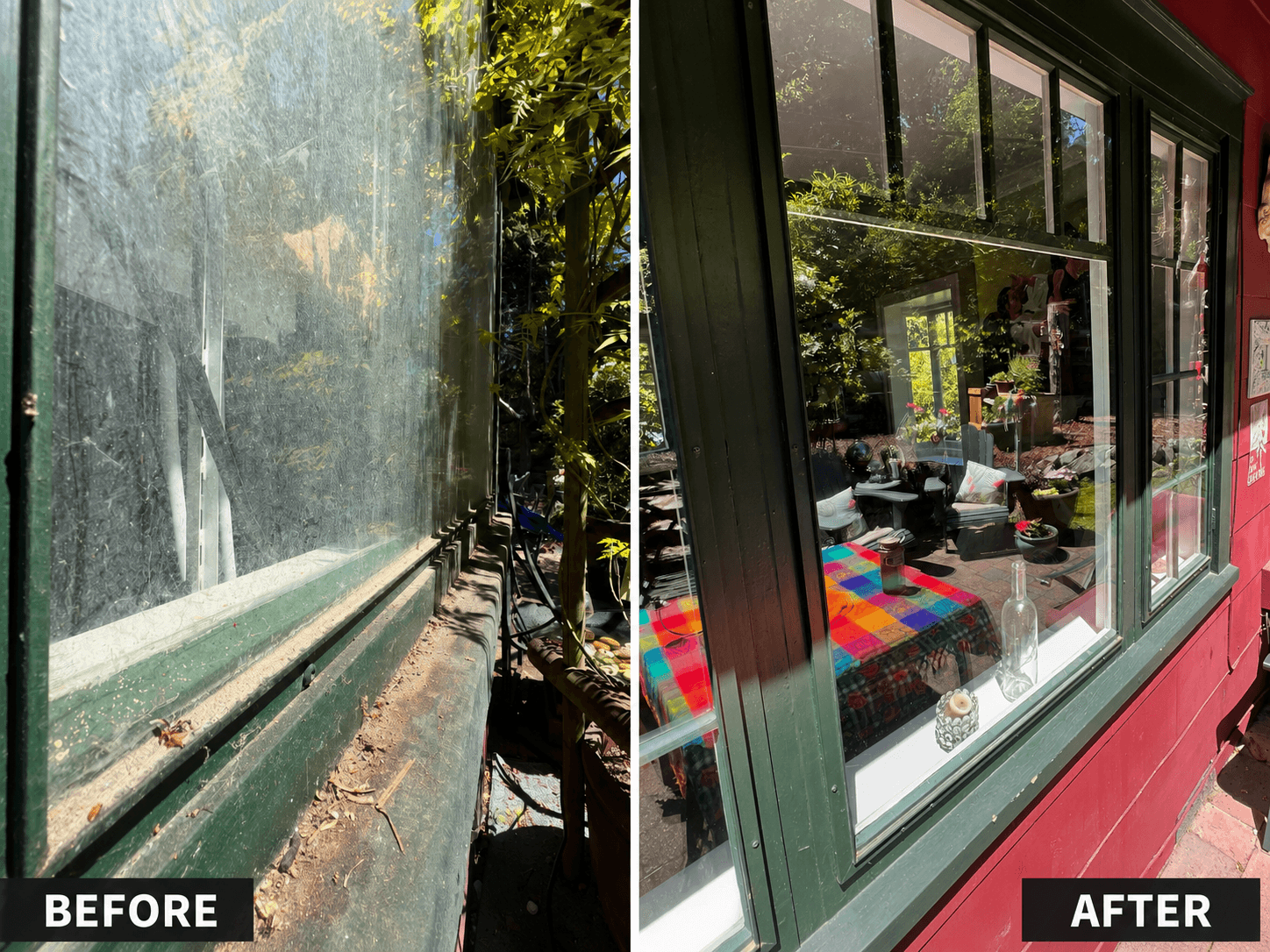 Before and after window cleaning result